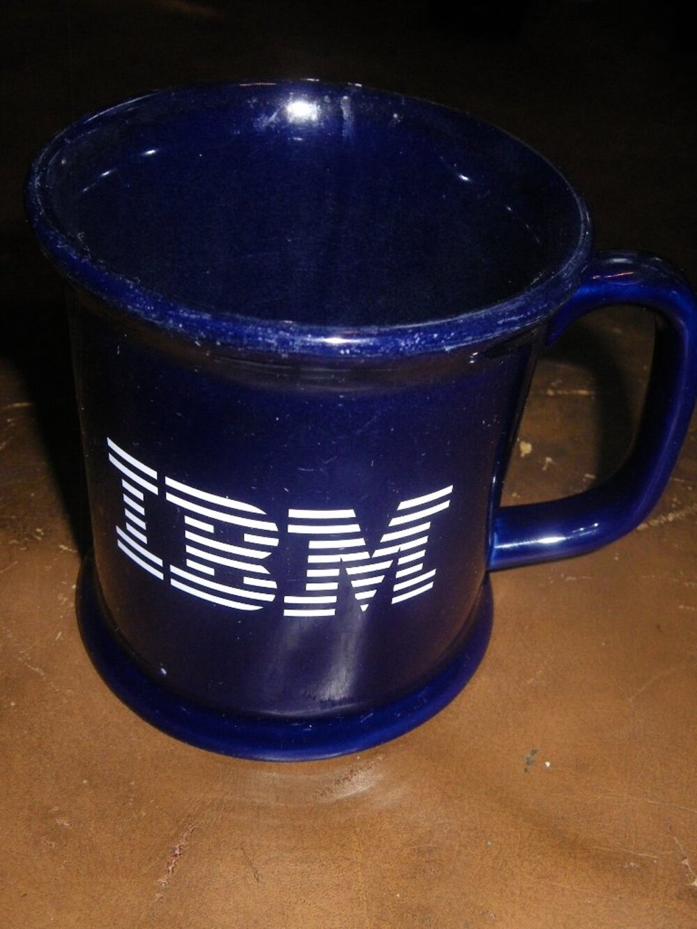 Vintage IBM Data Base Tools Ceramic Coffee Mug Classic Log Cobalt Blue